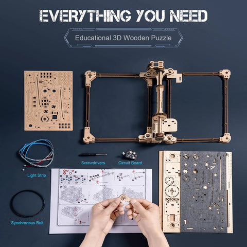 Marble Run Link Pack LG01 For 3D Puzzles Connects Night City And Spaceport 185 Pieces Two Hour Assembly Large 20.28 By 11.93 By 9.41 Inch Layout Add On Accessory For Epic Marble Run Build, educational 3D wooden puzzle parts laid out