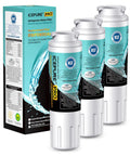 Replacement Refrigerator Water Filter Three Pack for UKF8001 and EDR4RXD1 NSF ANSI 53 and 42 Certified displayed with packaging