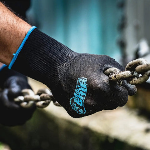 5 Pack Heavy Duty Work Gloves Large Size With Never Slip Grip Nylon Dipped Coating gripping chain outdoors
