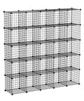 Sturdy 14 By 14 Inch Wire Cube Storage Organizer With 25 Cube Modular Shelving Unit Stackable Bookcase showing metal grid system