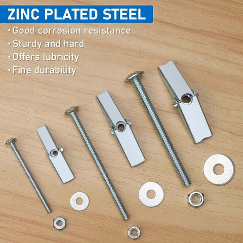 Beefy Heavy Duty Drywall Anchors Kit With One Eighth Inch Toggle Bolts, Two Hundred PCS, zinc-plated metal butterfly anchors