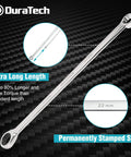 Ultra Long Ratcheting Wrench Set With Double Box Ends Metric 9 Piece Premium Beefy Chrome Vanadium Steel Heat Treated For Maximum Strength And Durability Built For Quick Tightening And Loosening Of Bolts In Tight Spots, 22 mm wrench