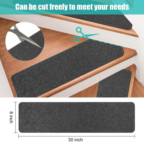 Non Slip Stair Treads For Wood Steps 8 By 30 Inches 15 Pack Self Adhesive Indoor Carpet Protectors on wooden stairs