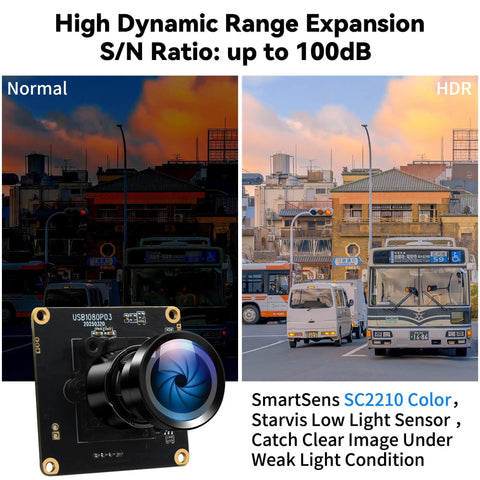Starvis USB Camera Module 0.001Lux Ultra Low Light H264 HDR 1080P Security Webcam Module With 110 Degree Wide Angle Lens demo