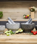 Unpolished Granite Mortar And Pestle Set One And A Half Cup Capacity Heavy Duty Stone Grinding Tool with herbs and spices