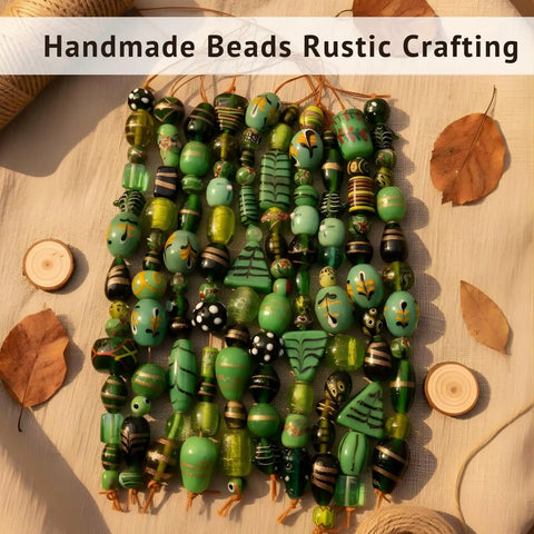 Artisan Lampwork Glass Beads In Vibrant Green Shades With Assorted Fancy Spacer Shapes To Kick Up Your DIY Jewelry Game And Keep Your Craft Stash Looking Fresh And Totally Legit