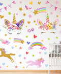 Unicorn Wall Decals Pack Of 4 Sheets 11 By 13 Point 4 Inch Peel And Stick Watercolor Stickers For Girls Bedroom With Playful Unicorns