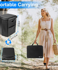 Adult Portable Toilet For Camping And Travel, Folding Toilet With Storage Bag, woman carrying compact toilet outdoors