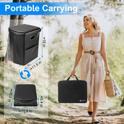 Adult Portable Toilet For Camping And Travel, Folding Toilet With Storage Bag, woman carrying compact toilet outdoors