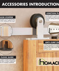 Brushed Nickel Sliding Barn Door Hardware Kit For One Door 5Ft Flat Track With T Shaped Rollers Heavy Duty Build