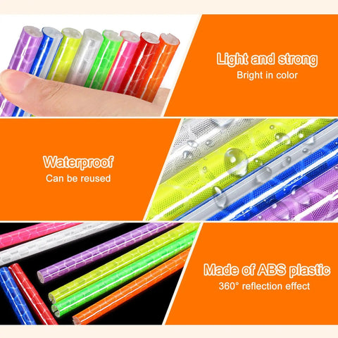 Reflective Bike Spoke Skins For Road And Mountain Bikes, 75mm Long, 5mm Outer Diameter, 1.8 To 2.5mm Inner Fit, ABS plastic