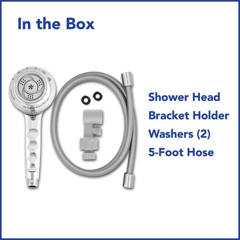 Original Massage Shower Head With Handheld Spray And PowerSpray 2.5 GPM Chrome Finish, bracket holder, 5-foot hose, washers