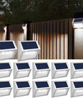 Solar Fence Lights 12 Pack Outdoor Waterproof Deck Lights for Garden Backyard Patio Yard Stair Step Wall Railing Post Lighting at night