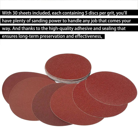 30 Pack 8 Inch Self Adhesive Sanding Discs Set Grit 80 100 120 180 240 400 For Drywall Floors Woodworking And Metal Projects Sticky Back Sandpaper Discs