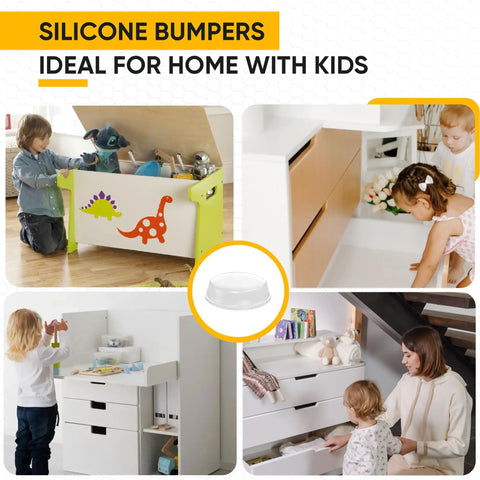 128 Clear Cabinet Door Bumpers Self Adhesive Rubber Cushions One Half Inch on drawers with children