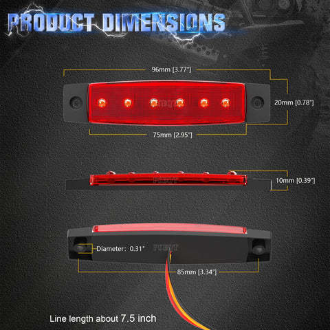 Dimensions of 3.8 Inch LED Rock Lights With Strobe And Steady Modes Waterproof Underbody Kit, showing length, width, and depth.