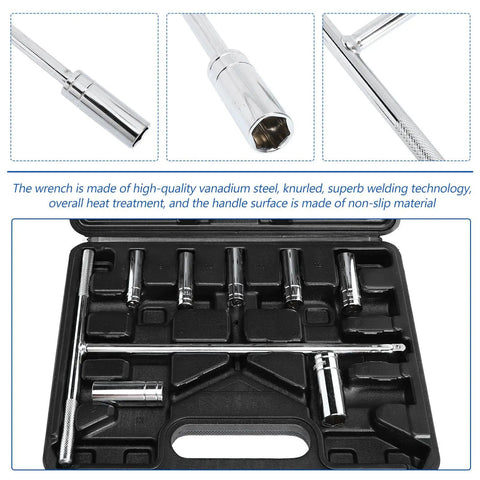 Workhorse Chrome Metric Socket Wrench Set Featuring T Handle Design And Non Slip Rubber Grip Made From Premium Vanadium Steel To Crack Through Rusty Bolts Without Any Sweat Or Hassle in a tool case.