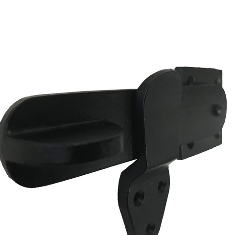 Side view of Vintage Black Iron 5.75 Inch Door Latch with Old School Wrought Iron Finish for doors and gates