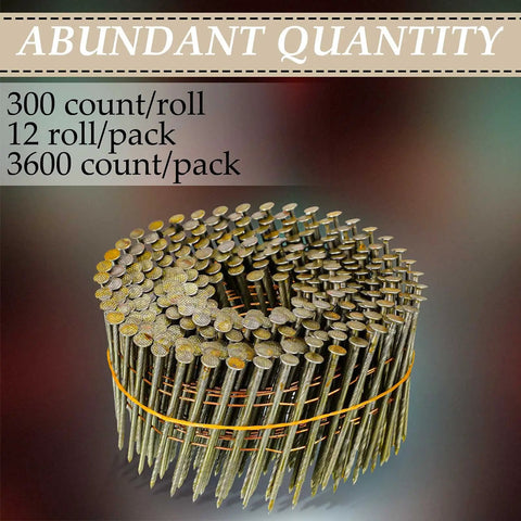 3600 Count Siding Nails 2 Inch 15 Degree Wire Collated Coil Nails For Sheathing Decking Fencing Replacement Parts Full Round Head