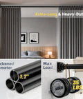 No Drill Tension Shower Curtain Rod 31 To 120 Inches, 1.1 Inch Diameter Rustproof Stainless Steel in matte black used as room divider.