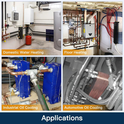 Water To Water Brazed Plate Heat Exchanger 16 Plate 316L Stainless Steel applications in heating and cooling systems