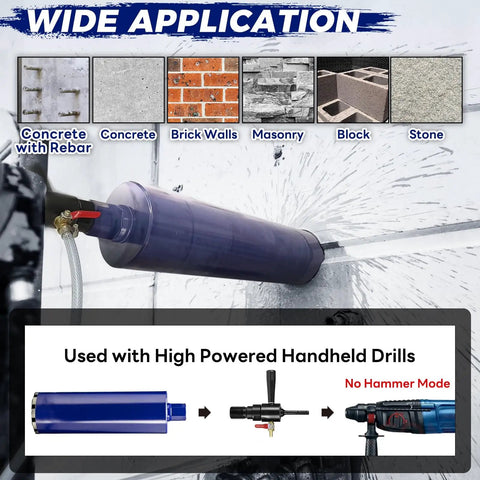 4 Inch Pro Core Drill Bit With SDS Plus Water Injection Adapter 14 Inch Depth Wet Core Bits For Concrete With Rebar