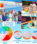 Beach Balls Bulk 12 Pack 9 Inch Inflatable Pool Toys For Kids Summer Water Games Hawaiian Tropical Theme Party Decorations And Favors Durable PVC Beach Ball Set For Poolside Fun.