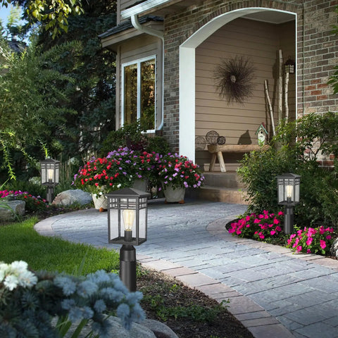 Outdoor Post Light Fixture With Black Finish And Seeded Glass Modern Exterior Pillar Lantern For Garden Backyard Patio Porch Or Pathway Weather Resistant And Durable Outdoor Lighting That Slaps