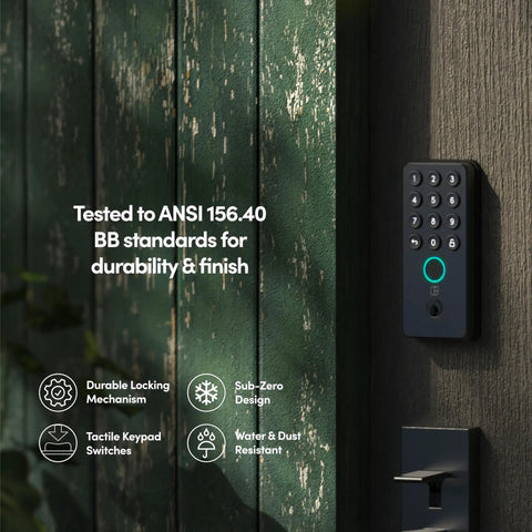 Go Smart Lock With Fingerprint And Digital Keys, Remote PIN Codes, WiFi Bridge Sold Separately, ANSI Tested installed on door