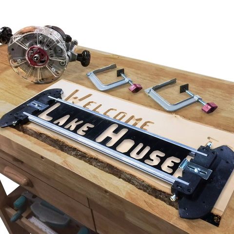 Sign Making Router Kit With 2.5 Inch And 1.5 Inch Horizontal Letters And 1.5 Inch And 2.5 Inch Vertical Numbers on wooden table