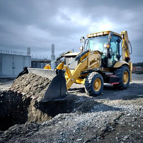 Commercial Grade Backhoe Loader For Construction And Agriculture With Front Loader And Backhoe Attachments at work site