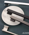 10 Pack Brushed Satin Nickel Cabinet Pulls With 5 Inch Hole Centers for cabinets and drawers displayed on plate.