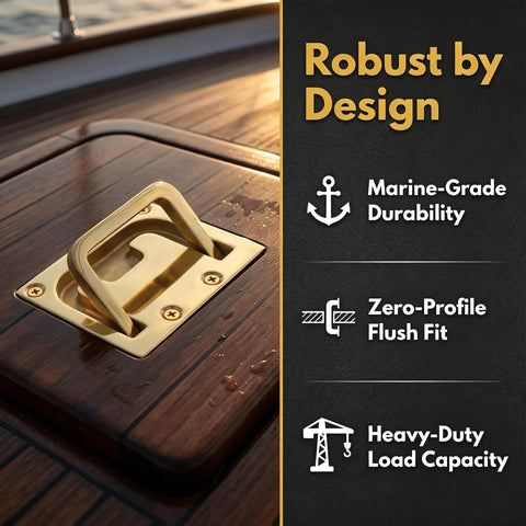 Gold Finish Flush Ring Pull Handle for Marine Boat Hatch Latch 316 Stainless Steel Low Profile Recessed Door Pull in boat setting