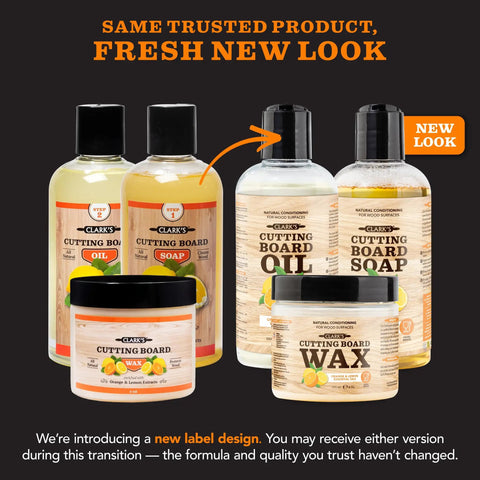 Image showing two sets of Three Step Cutting Board Care Kit With Soap Food Grade Mineral Oil And Wax For All Wood Boards.