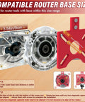 Sigerio 4-in-1 router circle-cutting jig kit in rose red; aluminum alloy bracket with wheel guide for woodworking.