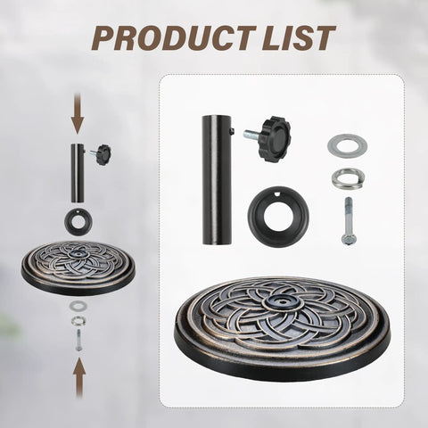 Heavy Duty Round Umbrella Base With 24.2 Pound Weight And 17.72 Inch Diameter Resin Outdoor Stand For Patio, Lawn And Garden