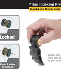 Close-up of hand using quick-lock thumb knob on Beefy Indexable Pry Bar 33 Inch With 180 Degree Rotating Head Eleven Fixed Angles