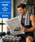 Level Up Your Grind With These 5 Pack Microfiber Gym Towels Quick Dry Silver Ion Odor Free Sweat Towel displayed on a man.