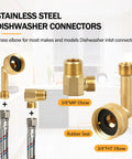 Premium Brass Dishwasher Swivel Elbow Hose Adapter Three Quarter Inch To Three Eighths Inch Connector For Portable Dishwashers Rustproof Water Supply Fittings Leak Free Performance Universal Compatibility, brass elbow with rubber seal