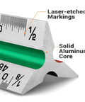 Close-up of the 12 Inch Architectural Scale Ruler Triangular Tool Color Coded For Drafting And Blueprints showing aluminum build.