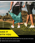 Heavy Duty Magnetic Golf Towel With Top Tier Neodymium Magnet For Carts And Clubs Ultra Absorbent Fast Drying Microfiber on golf course.