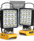 Cordless LED Work Light 11200 Lumens 112W underhood compatible with Dewalt 20V battery USB Type C charging, dual pack