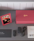 Smart Digital Picture Frame 8 Inch That Lets You Share Moments Instantly Via Email Or App In Pomegranate Finish showing setup items