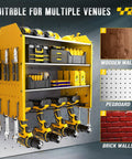 Tool Organizer Wall Mount With Charging Station, 4 Tier Garage Storage Rack With Cordless Drill Holders And Side Hooks