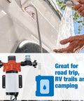 Must-Have Half Inch NPT To Barbed Elbow And Straight Swivel RV Water Pump Fittings Kit With 360 Degree Swivel Adapters, Fits One Half Inch Outlet Pumps, Includes Thread Seal Tape Pex Female Fittings Four Pack installed on RV water pump for flexible hose routing