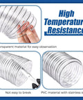 Flexible 4 Inch Diameter 70 Foot Clear Dust Collection Hose For Workshop Vacuums, Heavy Duty Puncture Resistant PVC Vacuum Hose image
