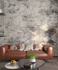 Living room with Stained Grey Concrete Contact Paper 15.7in By 240in Peel And Stick Self Adhesive Removable Faux Cement Wallpaper