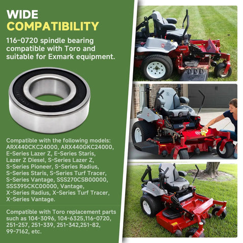 Heavy Hitter Six Pack Of 116 0720 Replacement Spindle Bearings For Riding Lawn Mowers on a Toro mower.
