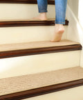 Soft Edging Stair Treads Non Slip Carpet Mat 28 By 9 Inch Indoor Stair Runner For Wooden Steps Beige 15 Pack With TPE Backing