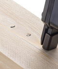 Built Tough No Fuss Heavy Duty Galvanized Narrow Crown Staples 18 Gauge One Quarter Inch Chisel Tip being used on wood.